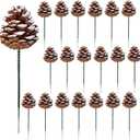 20 Pieces Christmas Pine Cones Decorations Picks - Snow Pine Cone for Xmas Tree Garland Wreath Ornaments Pinecones Decorating Winter Holidays Home