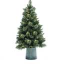 2 4Ft Pre-Lit Artificial Christmas Pine Tree with 2 Metal Pot