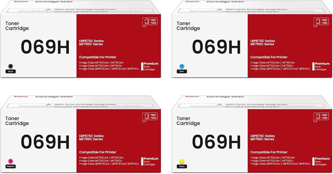 069H Toner Cartridges Set MF753Cdw Compatible with Canon 069H 069 Toner Cartridge Replacement for Canon imageCLASS MF753Cdw MF751Cdw LBP674Cdw LBP673Cdw LBP674Cx MF752Cdw MF756Cx Printer, 4 Pack