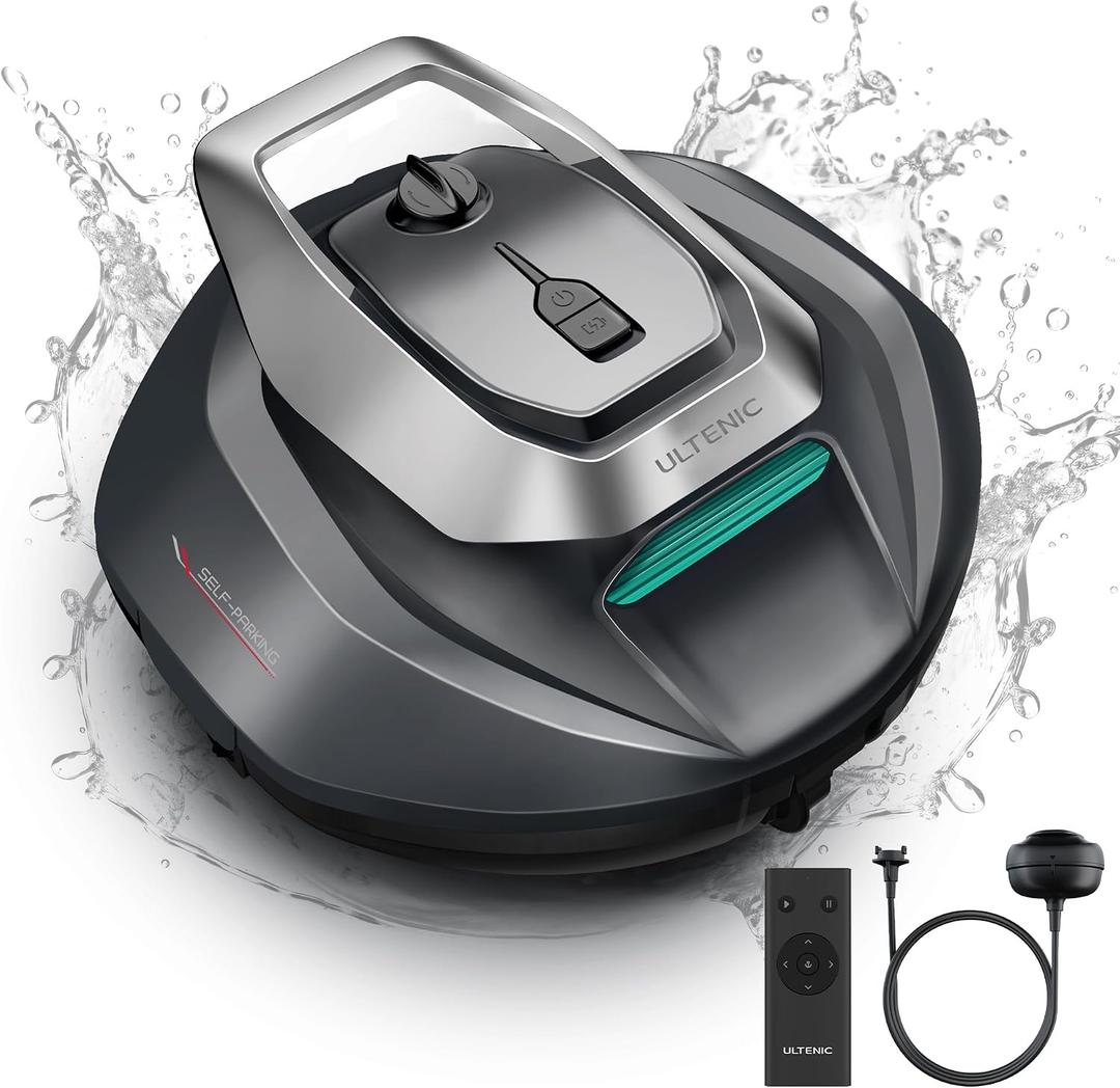 Pooleco 10s Cordless Robotic Pool Cleaner with Remote Control, 3-Motor Suction, 90Mins Runtime, Auto Self-Parking, 2.5h Fast Charging, Cleans Up to 850 Sq.ft, Ideal for Above/In-Ground Pools