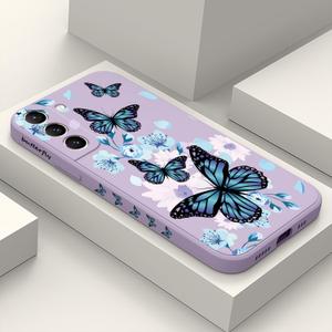 for Samsung Galaxy S21 Case Creative Flower Pattern Design Phone Cover Slim Soft Silicone Protective Case for Samsung S21 6.2 inch-Aurora Butterfly Purple