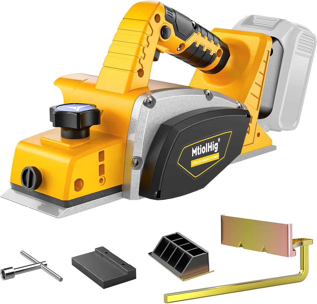 Cordless Electric Hand Planer: 3-1/4-Inch Handheld Planer Compatible with Dewalt 20V Battery (No Battery) - 15000 RPM Power Wood Planer for Woodworking, Carpentry, and Home DIY