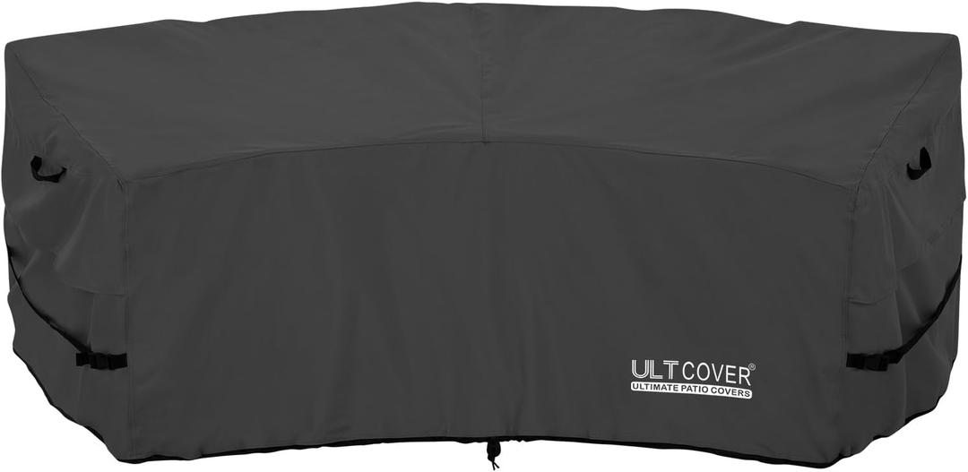 ULTCOVER Patio Curved Sofa Cover Waterproof for 2-3 Seater Outdoor Sectional Furniture Couch 94"(Back Arc Length) / 60"(Front Arc Length) x 32"(Deep), Black
