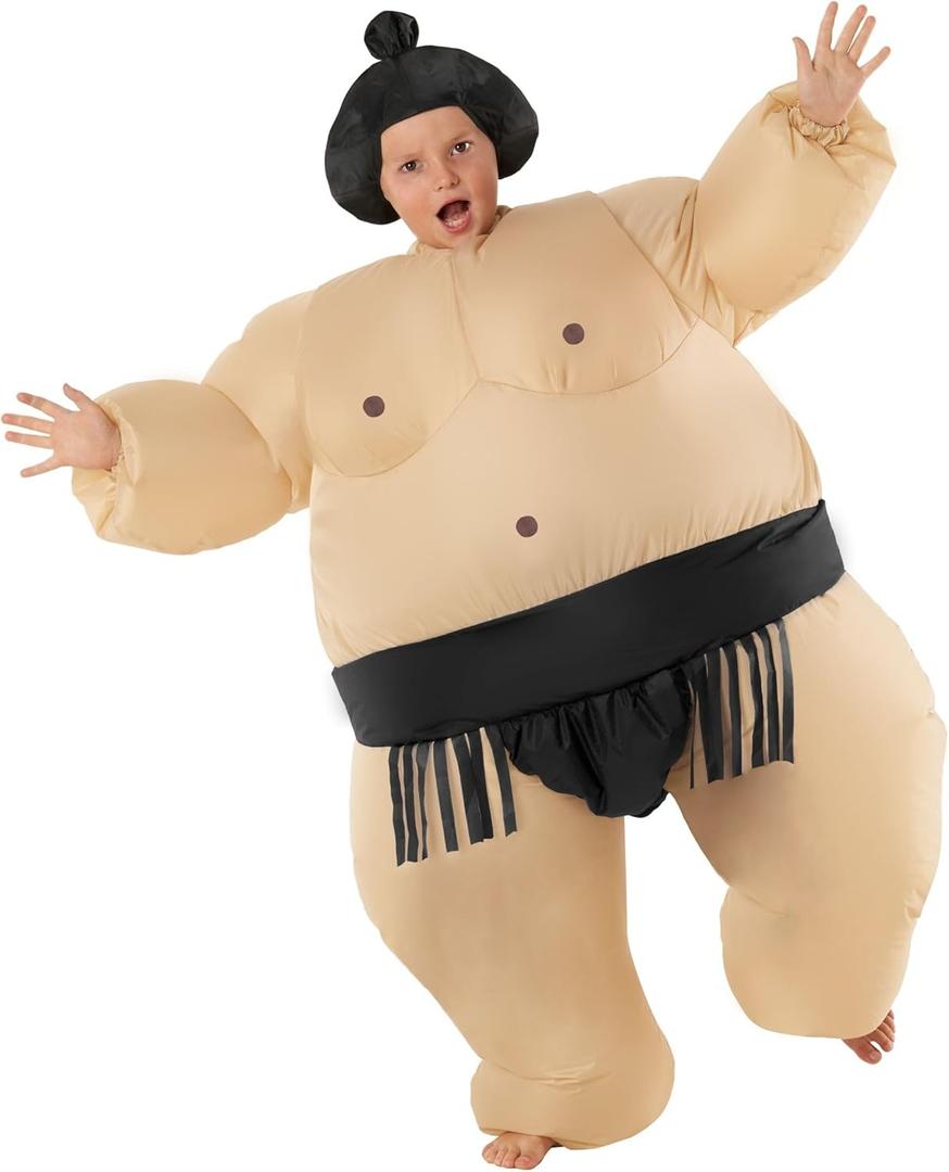Morph Sumo Wrestler Inflatable Costume for Kids - Halloween Wrestling Suit (Black)