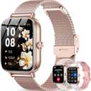 Smart Watch for Women Men, 1.85"HD Fitness Tracker (Answer/ Make Call/ Messages), 130+ Sport Modes with 24/ 7 Heart Rate/ Sleep Monitor/ Pedometer, IP68 Waterproof, Smartwatche for Android&iOS (Rose Gold)