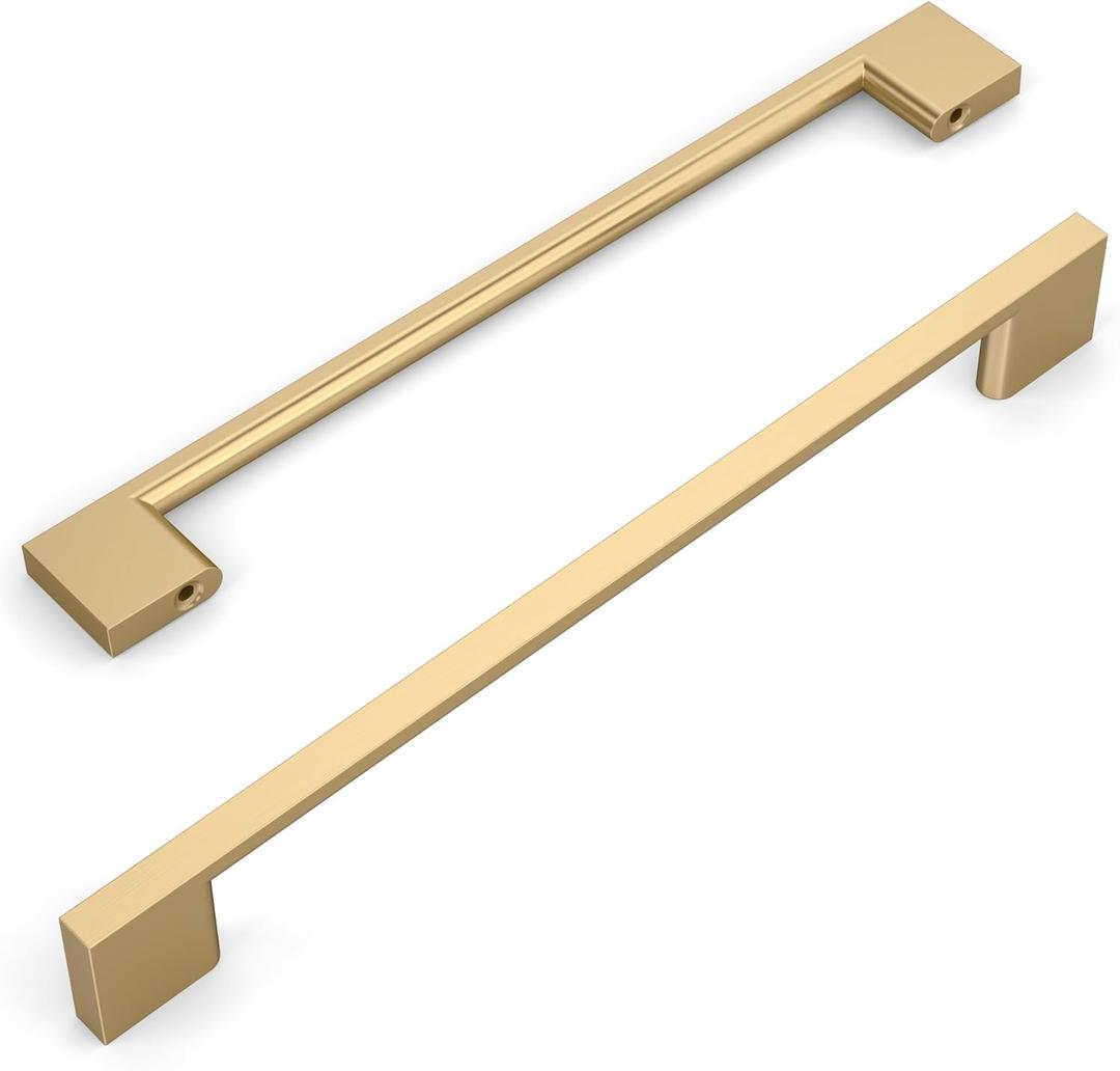 Amerdeco 10 Pack Champagne Bronze Cabinet Pulls 10 Inch(254MM) Hole Centers Kitchen Cabinet Handles Cabinet Hardware Kitchen Handles for Cabinets Cupboard Handles Drawer Pulls ZH0060