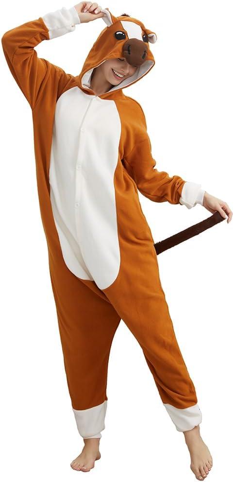 Adult Animal Onesie Pajamas Halloween Cosplay Costume Sleepwear for Women and Men (Large, Brown Horse)