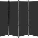 MAYOLIAH 6 Panel Folding Privacy Screen 9ft Wide, 6ft Tall Partition Room Divider Portable Office Walls Dividers, Black