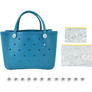Beach Tote Bag, Multifunction Portable Round Hole Design Large Beach Bag for Women Friends and Family(Cyan)