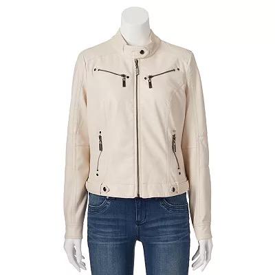 Juniors' J-2 Mockneck Faux-Leather Jacket, Size S