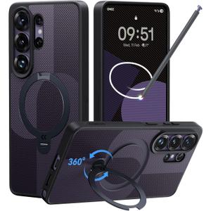 CASEKOO Geo Purple for 26U Case with 360 Spin Magnetic Stand [Fit for MagSafe] [18FT MIL-STD Protection] Shockproof Invisible Ring Holder Matte s26U Phone Case 6.9'' (Two-Tone Purple)