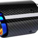 Carbon Fiber 3-Inch Inlet 4-Inch Outlet Car Exhaust Tips Fit for 76 mm 3 Inch Exhaust Pipe Tailpipe Tail Need Exhaust Port Height>5 Inch Widht>5 Inch (Burnt)