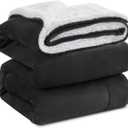 KAWAHOME Sherpa Fleece Queen Size Blanket for Bed - Extra Warm and Heavy Thick Blankets for Winter, Super Soft 500GSM Plush Blanket, 90"X 90" Dark Grey