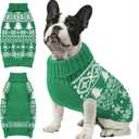 Christmas Dog Sweaters for Small Medium Large Dogs and Cats,Pet Soft Warm Holiday Outfit Girl & Boy,Pup Winter Clothes Turtleneck Double Knitting Collar for Outdoors Playing（Green, XS)