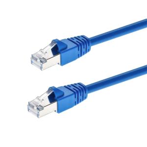 Monoprice Cat6A 10ft Blue Patch Cable Double Shielded (S/FTP) 26AWG 10G Pure Bare Copper Snagless RJ45 Fullboot Series Ethernet Cable
