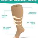 Plus Size Compression Socks: 2 Pairs Wide Calf Compression Toeless Stockings for Men Women - Open Toe 20-30 mmHg Compression Hose Support for Travel Nurses L/XL Size