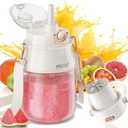 Portable Blender, Prasky Personal Blenders for Shakes and Smoothies with 27oz Cup, Lid and Shoulder Strap, Type-C USB Rechargeable, Personal Size Blenders BPA-free for Travel/Kitchen(White)