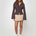 Princess Polly girls Anni Pinstripe Shirt (Brown, S)