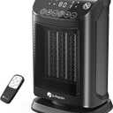 DR.PREPARE 1500W Small Space Heater for Indoor Use, Portable PTC Ceramic Electric Heater with Thermostat, Oscillation, Remote, 12H Timer, 3 Heat Modes + Fan + ECO Mode, Safe Heater for Office Bedroom