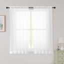 Sheer White Curtains for Bedroom Living Room 54 Inch Length 2 Panels Set, Solid Soft Airy Light Filtering Window Treatments, Modern Rod Pocket Drapes, White, 42" Wx54 L Inches