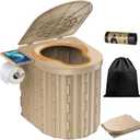 Portable Toilet, Upgraded 15'' toilet With Removable Paper Holder, Camping Toilet With A Load Capacity Of 450 Lbs, Portable Potty for Camping, Hiking, Road Trip, Car, RV, Tent, Beach, Truck Drivers