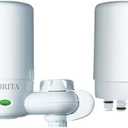 Brita Complete Faucet Mount Water Filtration System, BPA-Free Faucet Water Purifier for Sink, Reduces 99% of Lead, Filter Replaces 2,250 Plastic Water Bottles a Year, Lasts Four Months, Includes 1 System/2 Filters, White