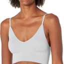 Maidenform Women's M Rib Seamless Brami, Pullover Wireless V-Neck Cami Bra, Removable Cups (White)