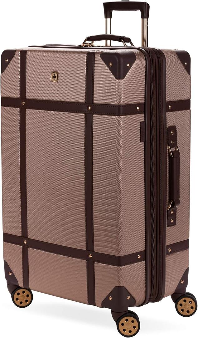 SwissGear 7739 Hardside Luggage Trunk with Spinner Wheels, Blush, Checked-Large 26-Inch