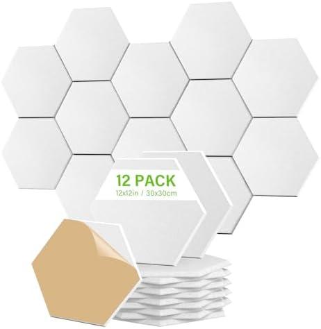 HyAdierTech 10 Pack Acoustic Panels, Black Hexagon Panels, Self-Adhesive Acoustic Foam Tiles, Sound Proof Panels for Recording Studio Gaming Room Home Office, Absorb Noise and Eliminate Echoes (Beige)