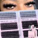 CORUSCATE Lash Clusters Kit 464pcs Wispy Lash Clusters with Spikes 60D+80D+100D+120D Eyelash Clusters Kit Thick Cluster Eyelash Extensions Mega Individual Lashes Spike Mink Lash Bond and Seal Glue