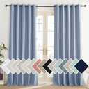 NICETOWN Stone Blue Vintage Linen 100% Blackout Curtains for Living Room, Thermal Insulated Curtains 90" Long, Noise Reducing Window Treatment Drapes for Home Office, 62" Wide Per Panel, Set of 2