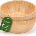 ZTHapwa Bamboo Salad Bowls, 8 Inch Big Round Bamboo Wooden Bowls for Salads/Fruits/Pasta/Vegetables, 49 Fl oz Handcraft Serving Bowl for Entertaining and Party, Rustic Home Decor Set of 2