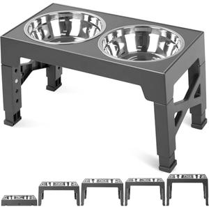 Pet Supplies : Niubya Elevated Dog Bowls with 2 Stainless Steel Dog Food Bowls, Raised Dog Bowl Adjusts to 5 Heights (3.15", 8.66", 9.84",11.02", 12.2") for Small Medium and Large Dogs : Amazon.com