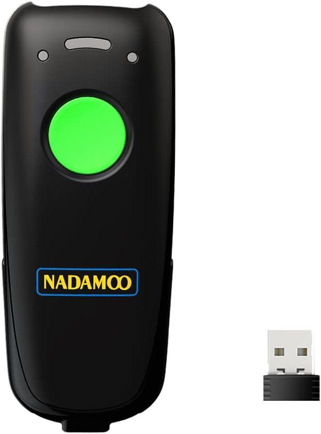 NADAMOO Wireless Barcode Scanner Compatible with Bluetooth Function, 2.4G Wireless & Wired 3-in-1 Bar Code Scanner Portable USB CCD Reader, Work with Tablet iPhone iPad Android Windows Mac OS-Green