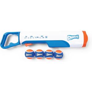 Chuckit! Max Cannon 24M Dog Ball Launcher for Fetch, 24-Inch Dog Fetch Toy and Interactive Ball Launcher, Works with Medium 2.5-Inch Balls, Includes 4 Balls
