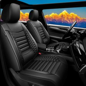 Seat Covers Fit for Honda HR-V 2016-2025 Waterproof Car Seat Covers Full Set 5 Seats Faux Leather Car Seat Cushion Protector Compatible Airbag(Black)