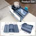 Couch Arm Cup Holder - Silicone Sofa Armrest Tray with 5 Side Pockets, Anti-Slip Armrest Recliner Armchair Caddy, Sofa Table Organizer for Drinks Tablet Remote Snacks Cellphone Cup (Blue)
