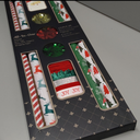 LaRibbons Christmas Wrapping Paper Sets, Reindeer & Santa & Candy Cane Stripes Design with Ribbons & Gift Tags & Metallic Pom Pom for Christmas, Holiday, 30Inch × 10Feet（ 4 Rolls: 100 Sq.Ft.Ttl）
