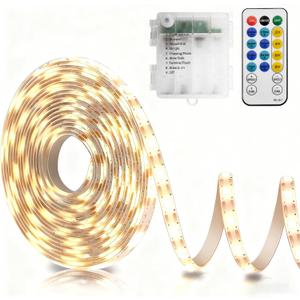echosari Strip Lights Battery Operated, 16.5Ft 150 LED 2835 SMD Closet Strip Lights with Remote for Bedroom, Kitchen, Cabinet Dcor (Warm White)
