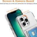 Wallet Case for iPhone 14 Pro with 3 Credit Card Holder Slot Shockproof Hybrid Heavy Duty Protection Transparent Phone Cover (Clear)