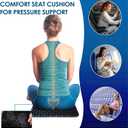 Airplane Gel Seat Cushion,18.5" Large Thick Tailbone Pain Relief Cushion, Gel Grid Design for Ultimate Seating Comfort, Foldable for Travel Stadium Camping Flights Commute