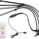 LED Grow Lights with Full Spectrum Clip Plant Growing Lamp with Red Blue LED for Indoor Plants 10-Level Dimmable with 3/9/12H Timer 4-Head