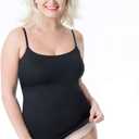 EUYZOU Women's Tummy Control Shapewear Tank Tops - Seamless Body Shaper Compression Top (Black, XL)