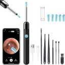 Ear Wax Removal - Earwax Remover Tool with 8 Pcs Ear Set - Ear Canal Cleaner with 1080P Camera - FSA HSA Eligible - Ear Cleaning Kit with 6 Ear Spoon - Ear Camera for iOS & Android (Black)