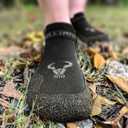 BULLIANT Men Slipper Socks,Grip Socks Hiking Water Shoes Barefoot Shoes for Outdoor Walking Exercises(Black/Dark Gray-16 Women/14 Men)