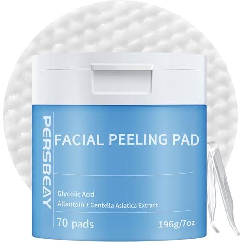 Persbeay Glycolic Acid Pads, Exfoliating Toner Pads for Facial Radiance, Dual Action Gentle Face Pad for Deep Cleaning Effect |Peels & Daily Skin Renewal |Salicylic Acid & Vitamins B3 |70 Count, EXP :2028/08/09