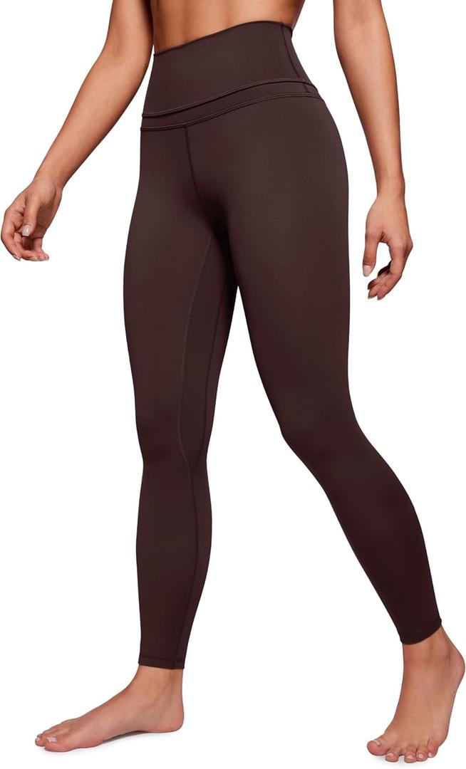 CRZ YOGA Women's Naked Feeling I Workout Leggings 28 Inches - High Waisted Full-Length Yoga Pants (Hot Fudge Brown) M