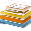 4 Tier Stackable Letter Tray, Acrylic Paper Organizer File Trays Paper Sorter, Clear Office Supplies Accessories for Letter/A4 Size Folders Documents 12.4inx8.86inx6.65in