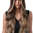 PATTNIUM Ombre Blonde Wigs for Women Long Brown Mixed Blonde Wigs Long Wavy Curly Highlights Wig Heat Resistant Synthetic Wig with Wig Cap (Ombre Brown Blonde)