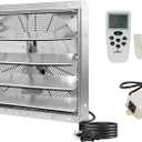 iLIVING 20" Shutter Exhaust Fan with Wireless Smart Remote Controlled Thermostat and Humidity, Variable Speed Wall Mounted Attic Vent Fan, Chicken Coop Ventilation, 3368 CFM, 5000 SQF Coverage Area